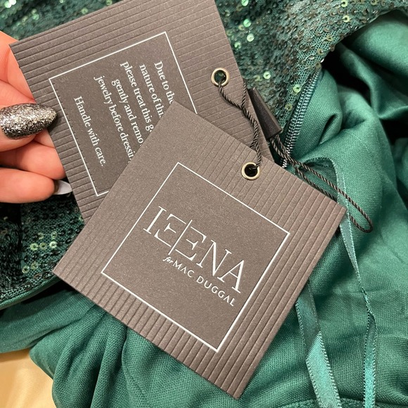 NWT IEENA FOR MAC DUGGAL 26395 Sequin Wrap Long Sleeve Evening Gown 12 - Picture 5 of 9